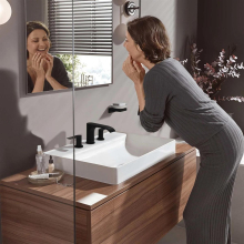 hansgrohe Vivenis 3-Loch Waschtischarmatur 90 mit Zugstangen-Ablaufgarnitur, Mattschwarz