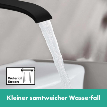 hansgrohe Vivenis Einhebel-Waschtischmischer 250 für Aufsatzwaschtische mit Zugstangen-Ablaufgarnitur, Mattschwarz