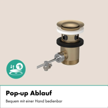 hansgrohe Vivenis Einhebel-Waschtischmischer 250 CoolStart für Aufsatzwaschtische mit Zugstangen-Ablaufgarnitur, Brushed Bronze