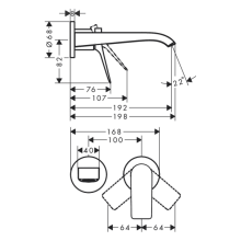 hansgrohe Vivenis Einhebel-Waschtischmischer Unterputz für Wandmontage mit Auslauf 19,2 cm, Brushed Black Chrome
