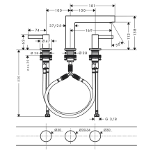 hansgrohe Finoris 3-Loch Waschtischarmatur 110 mit Push-Open Ablaufgarnitur, Chrom
