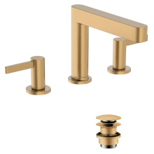 hansgrohe Finoris 3-Loch Waschtischarmatur 110 mit Push-Open Ablaufgarnitur, Brushed Bronze