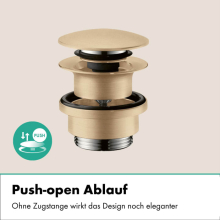 hansgrohe Finoris 3-Loch Waschtischarmatur 110 mit Push-Open Ablaufgarnitur, Brushed Bronze