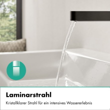 hansgrohe Finoris 3-Loch Waschtischarmatur 110 mit Push-Open Ablaufgarnitur, Brushed Black Chrome