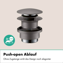 hansgrohe Finoris 3-Loch Waschtischarmatur 110 mit Push-Open Ablaufgarnitur, Brushed Black Chrome