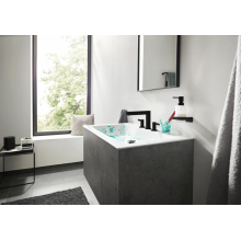 hansgrohe Finoris 3-Loch Waschtischarmatur 110 mit Push-Open Ablaufgarnitur, Mattschwarz