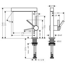 hansgrohe Finoris Einhebel-Waschtischmischer 230 mit Schwenkauslauf und Push-Open Ablaufgarnitur, Mattschwarz