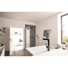 hansgrohe Finoris Einhebel-Waschtischmischer 230 mit Ausziehbrause, 2jet und Push-Open Ablaufgarnitur, Mattschwarz