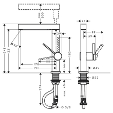 hansgrohe Finoris Einhebel-Waschtischmischer 230 mit Ausziehbrause, 2jet und Push-Open Ablaufgarnitur, Mattschwarz