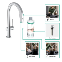hansgrohe Aqittura M91 FilterSystem 210, Ausziehauslauf, 1jet, Starter Set, Chrom
