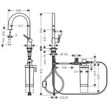 hansgrohe Aqittura M91 FilterSystem 210, Ausziehauslauf, 1jet, Starter Set, Edelstahl Finish