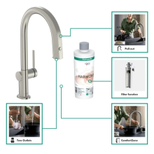 hansgrohe Aqittura M91 FilterSystem 210, Ausziehauslauf, 1jet, Edelstahl Finish