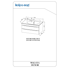 Kolpa MALAYA Schrank mit Waschbecken OUM 80 NATUR OAK