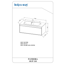 Kolpa PANDORA Schrank mit Waschbecken OUP 110 BLACK STONE