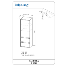 Kolpa PANDORA Schrank mit Tür P 1301 BLACK STONE