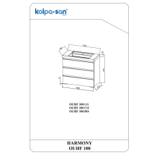 Kolpa HARMONY Schrank mit Waschbecken (stehend auf Füßen) OUHF 100 BO
