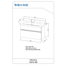 Kolpa OXANA Schrank mit Waschbecken OUO 105 ACACIA LIGHT