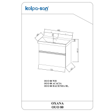 Kolpa OXANA Schrank mit Waschbecken OUO 80 ACACIA LIGHT