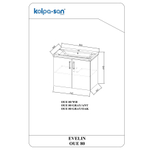 Kolpa EVELIN Schrank mit Waschbecken OUE 80 GRAY/OAK