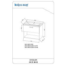 Kolpa EVELIN Schrank mit Waschbecken OUE 80 II GRAY/OAK