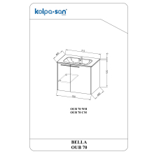 Kolpa BELLA Schrank mit Waschbecken OUB 70 WH