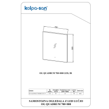 Kolpa SPIEGEL/ZUBEHÖR Rechteckiger Spiegel mit LED-Leuchte OG QUADRUM 700X800 LED, IR