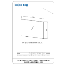 Kolpa SPIEGEL/ZUBEHÖR Rechteckiger Spiegel mit LED-Leuchte OG QUADRUM 1100X800 LED, IR