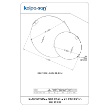 Kolpa SPIEGEL/ZUBEHÖR Runder Spiegel mit LED-Leuchte  OG FI150 (FI120+FI80), LED,IR,DIM
