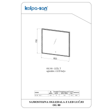 Kolpa SPIEGEL/ZUBEHÖR Spiegel mit LED-Beleuchtung und Touch-Sensorschalter.  OG 80 - LED, T, DIM, CCT