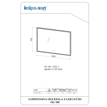 Kolpa SPIEGEL/ZUBEHÖR Spiegel mit LED-Beleuchtung und Touch-Sensorschalter.  OG 100 - LED, T, DIM, CCT