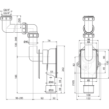 Alcadrain Raumsparsiphon universal, Unterputz DN40/50