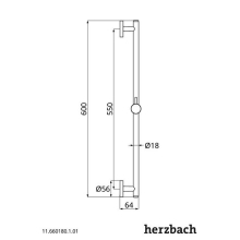 Herzbach LIVING SPA Wandstange rund 600mm Chrom
