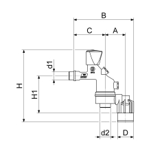 Schlösser Armaturen AUSLAUFV.MIT SYSTEMTRENNER BA4 M.ABLAUFTR, 3-KT.GR, DN15, M.CR, DVGW
