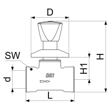 Schlösser Armaturen UP-VENTIL, DREIKANTHAUBENGRIFF DN15, IG 1/2", MESSING