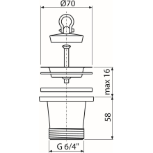 alcadrain Ablaufventil für die Spülbecken 6/4" mit einem Edelstahlgitter DN70