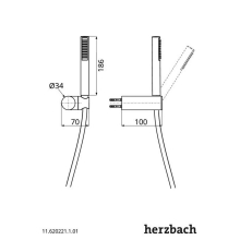 Herzbach LIVING SPA Wannenset Halter rund Kunststoff-Stabhandbrause 1250mm Chrom