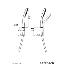 Herzbach LIVING SPA Wannenset Halter rund Handbrause Ø100mm Multi 1250mm Chrom