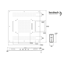 Herzbach LIVING SPA LED Deckeneinbau-Brause 950x950mm Regen/Spray/Schwall poliert