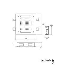 Herzbach LIVING SPA LED Deckeneinbau-Brause 300x300mm poliert