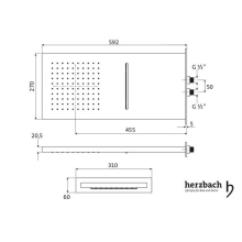 Herzbach LIVING SPA Wand-Regenbrause 592x270mm Regen/Schwall poliert
