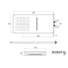 Herzbach LIVING SPA Wand-Regenbrause soft 593x270mm Regen/Schwall poliert