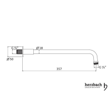 Herzbach LIVING SPA Retro Wandarm 357mm rund gewinkelt Chrom