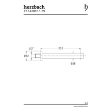 Herzbach DESIGN iX Wandauslauf 210mm rund gerade Edelstahl