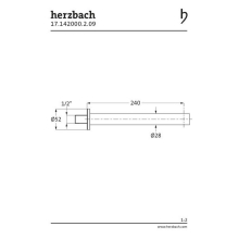 Herzbach DESIGN iX Wandauslauf 240mm rund gerade Edelstahl