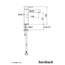 Herzbach DESIGN iX Waschtisch-Standventil ohne Ablauf Edelstahl