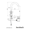 Herzbach STILO WT-Einlochbatterie M-Size mit Ablauf Chrom