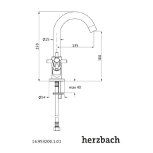 Herzbach STILO WT-Einlochbatterie M-Size ohne Ablauf Chrom