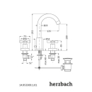 Herzbach STILO WT-Dreilochbatterie ohne Ablauf Chrom