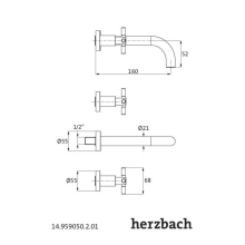 Herzbach STILO Waschtisch-Brückenbatterie Farbset 160mm Chrom